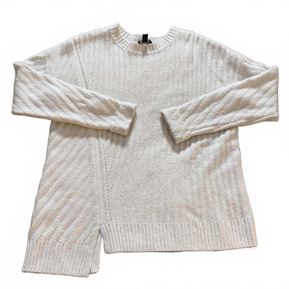 SIMPLY VERA WANG asymmetrical ribbed sweater White/Metallic Silver SZ M Y2K